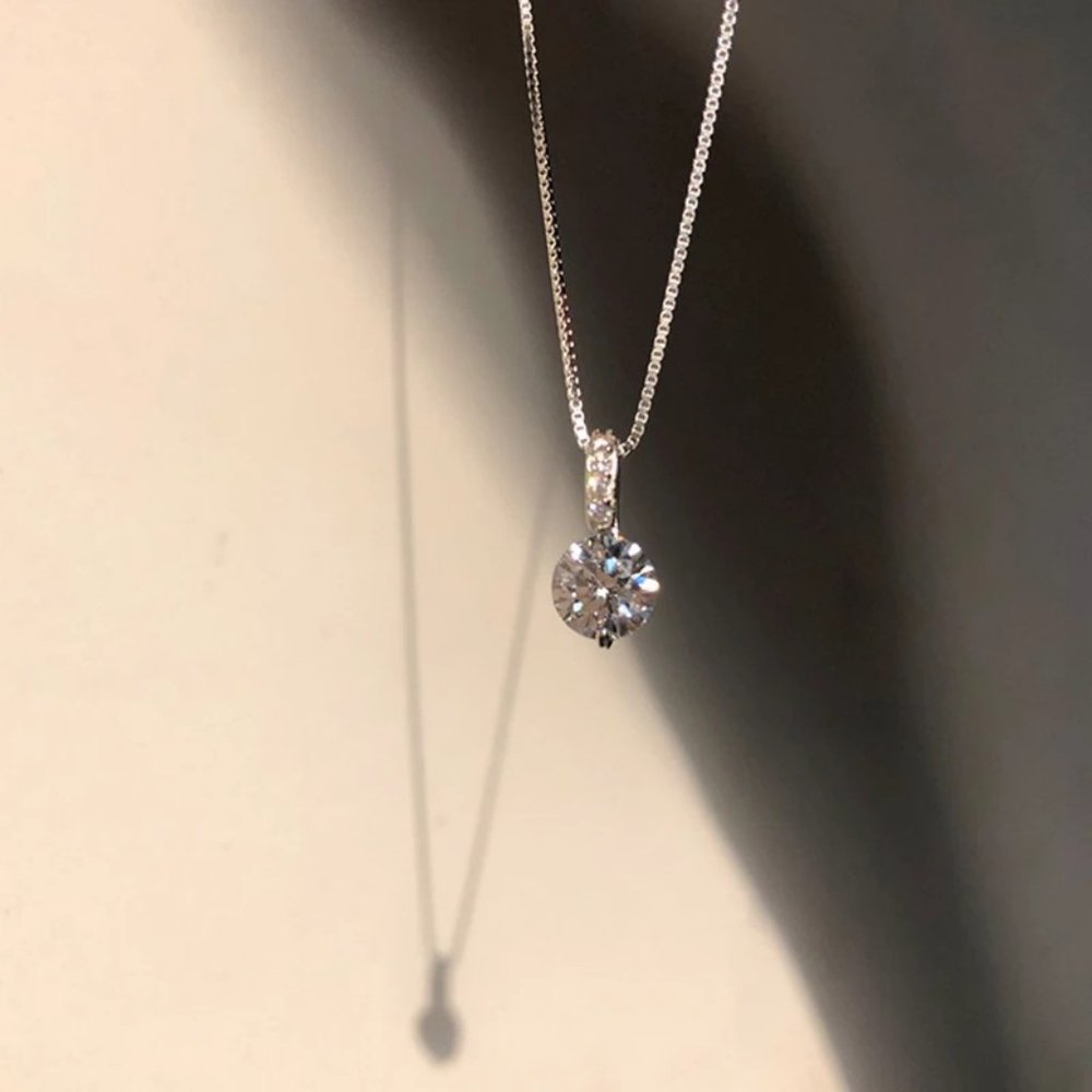 *925 Silver 2CT Solitaire Diamond Necklace A1 - Picture 4 of 7